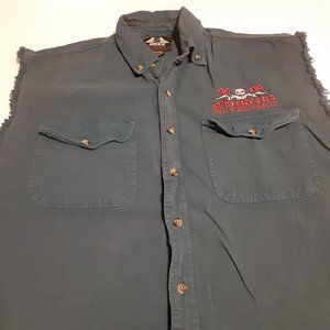 Biker Design Men's 2008 Sturgis Sleeveless Button Up Shirt Size L